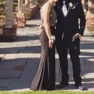 Gorgeous black prom dress with silver beading